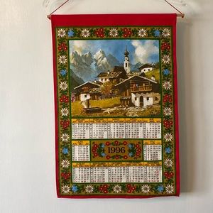 Vintage 1996 Cotton Cloth Wall Hanging Calendar